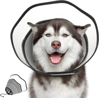 VavoPaw Schutzkragen Hund PVC Transparent Verstellbar Grau XXL