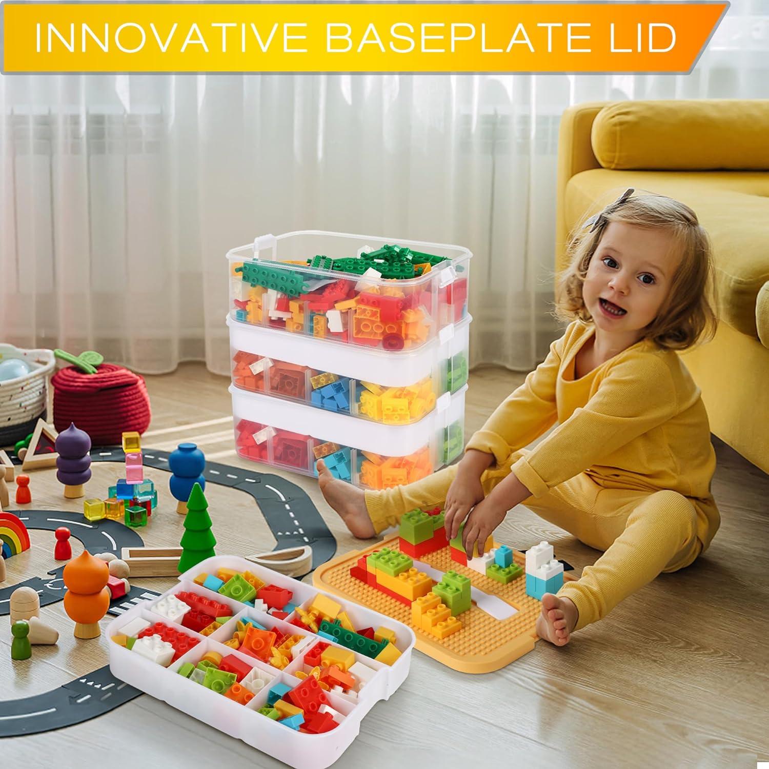 Aufbewahrungsbox für Lego Bausteine mit Deckel stapelbar transparent