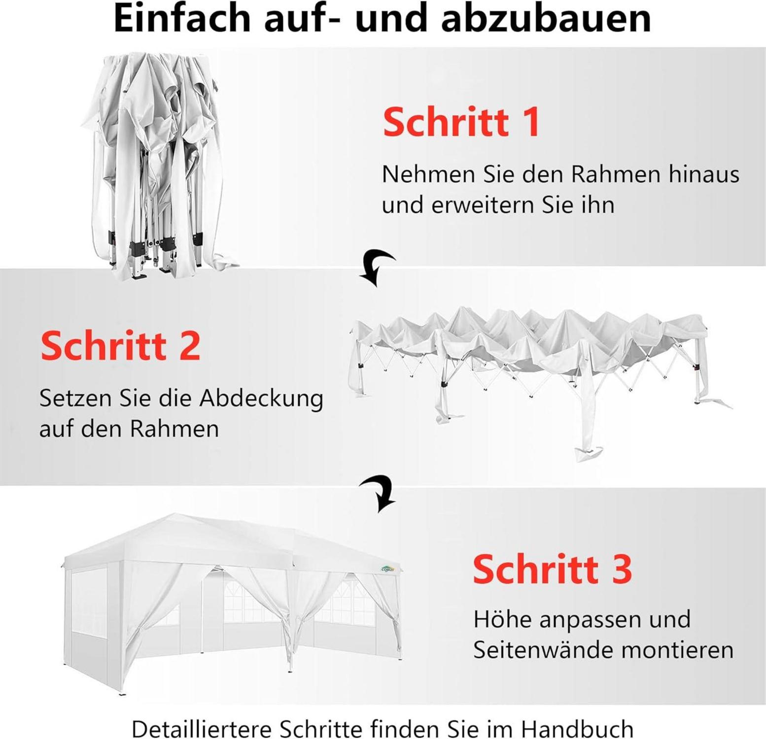 Faltpavillon 3x6 Wasserdicht Pop Up Pavillon 6 Seitenwände UV-Schutz