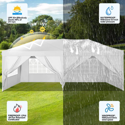 COBIZI Faltpavillon 3x6 Wasserdicht Winterfest Pop Up Zelt 6 Seitenwände UV-Schutz Partyzelt