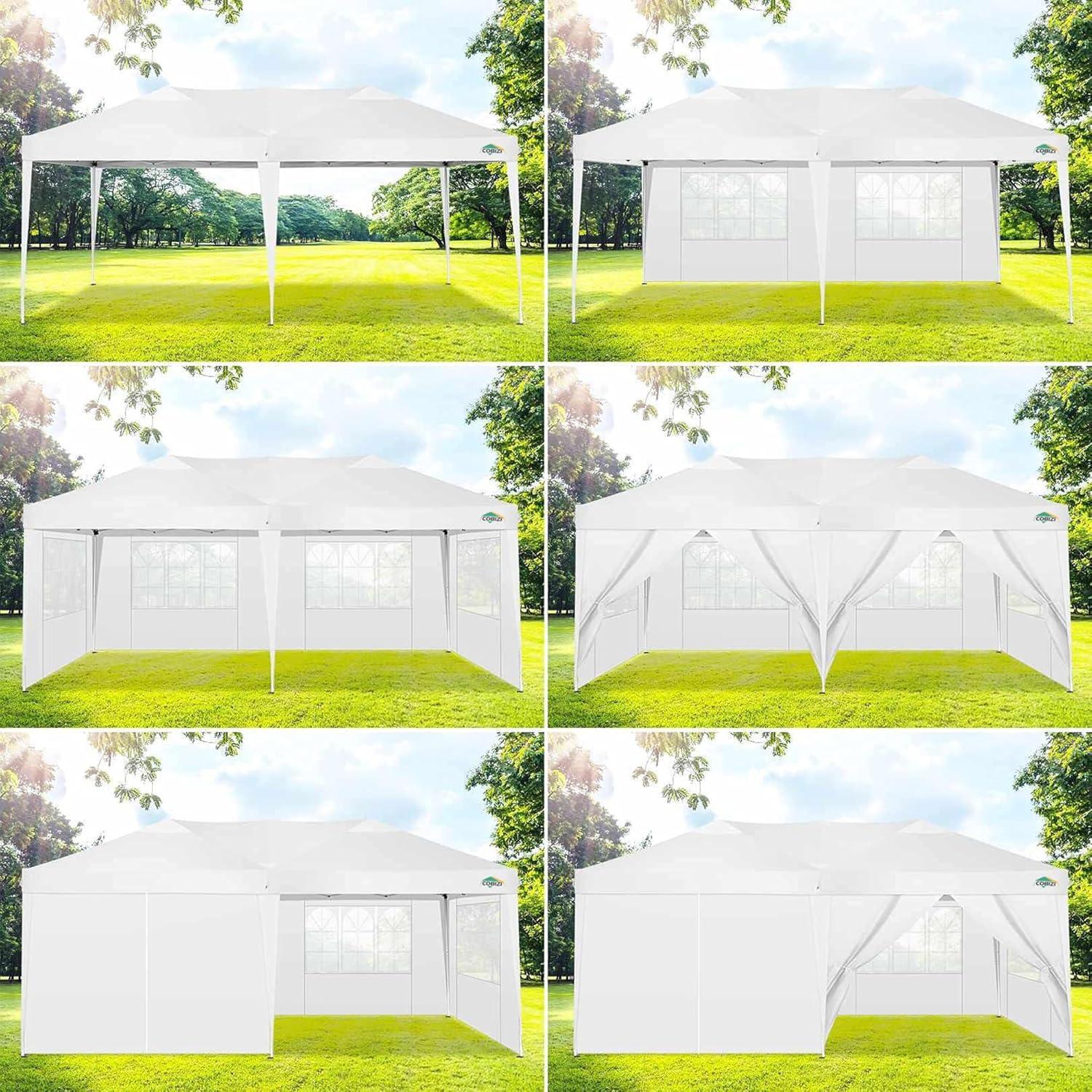 Faltpavillon 3x6 Wasserdicht Winterfest Pop Up mit 6 Seitenwänden UV-Schutz