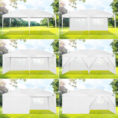 Faltpavillon 3x6 Wasserdicht Winterfest Pop Up mit 6 Seitenwänden UV-Schutz