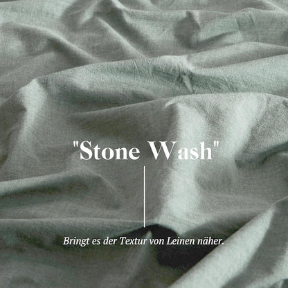 SOULFUL Bettwäsche 220x240 Baumwolle 3tlg LightGreen Stone Washed