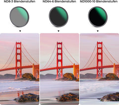 K&F Concept Nano D-Serie 67mm ND Filterset ND8 ND64 ND1000 Neutral Graufilter
