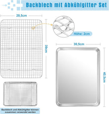 Backblech mit Abkühlgitter Edelstahl 40,5x30,5x2,5cm