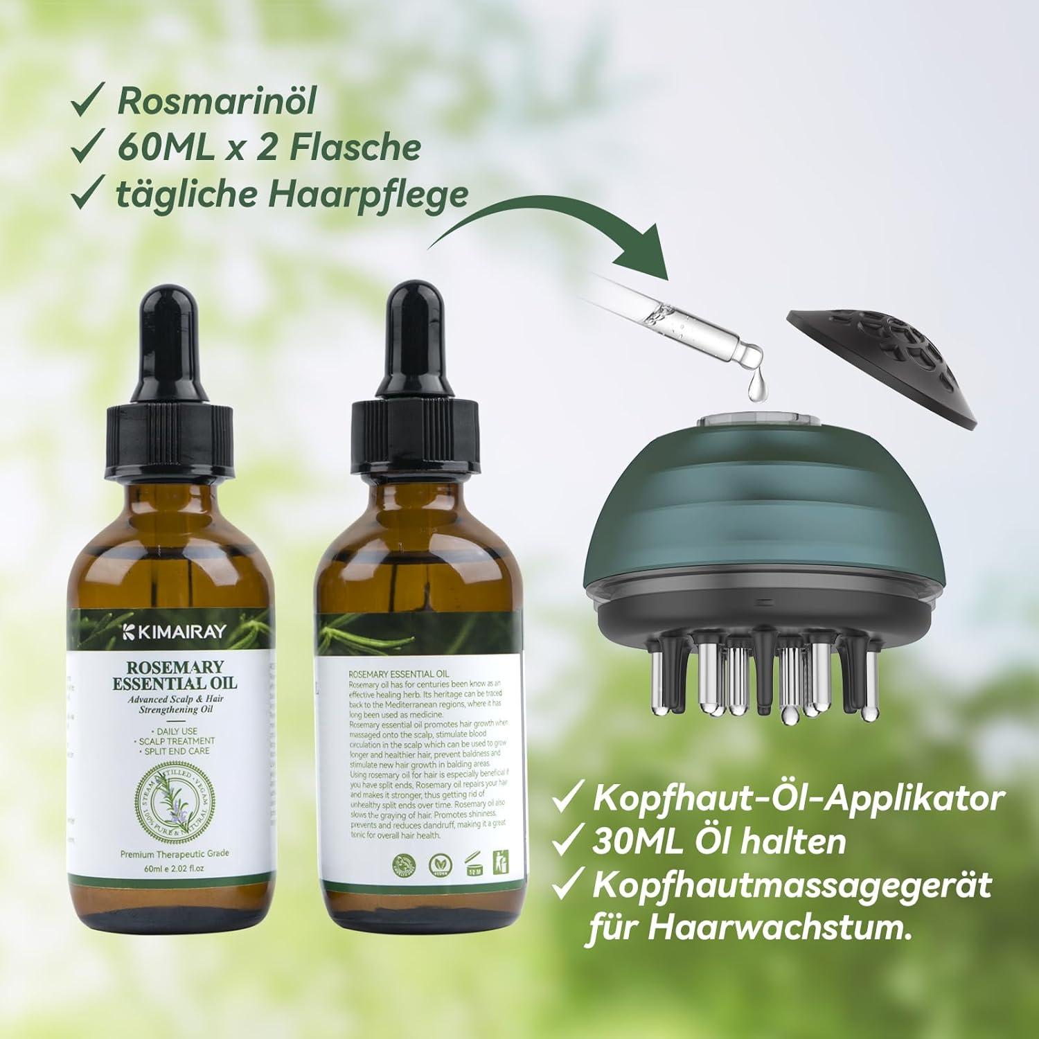 Rosmarinöl Haarwachstum Set 120ML Massagebürste Applikator