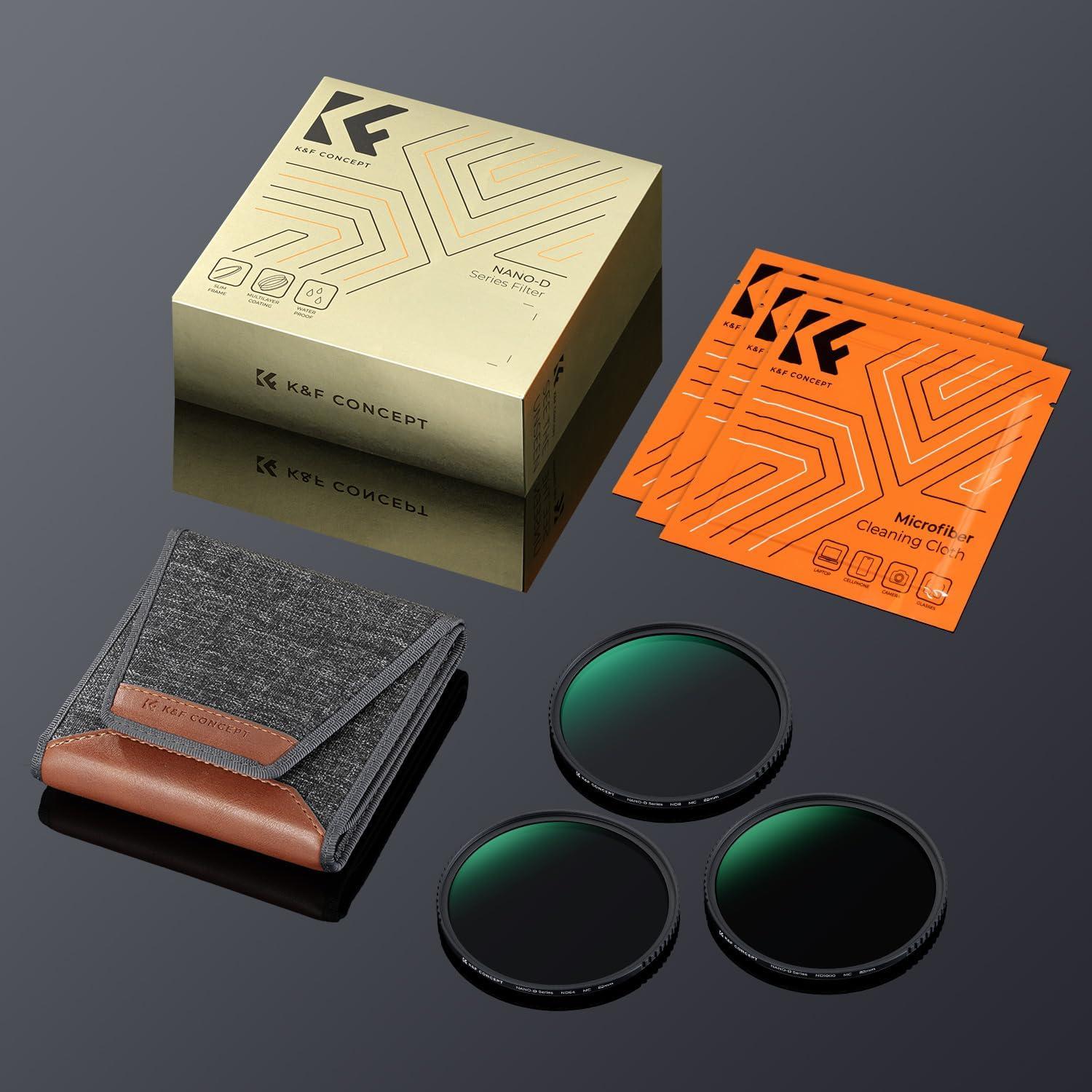 55mm ND Filterset ND8+ND64+ND1000 Neutrale Graufilter Koffer