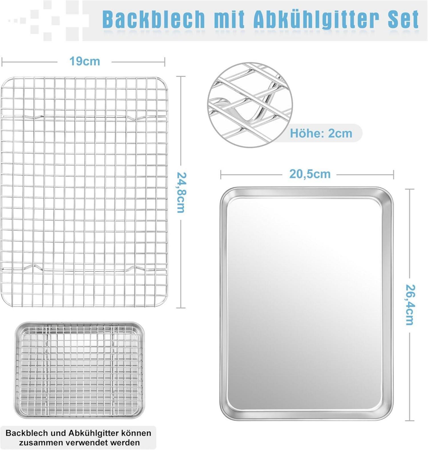 HaWare Backblech mit Abkühlgitter Edelstahl Rechteckig 26,4