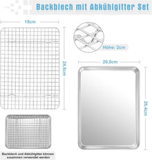 HaWare Backblech mit Abkühlgitter Edelstahl Rechteckig 26,4