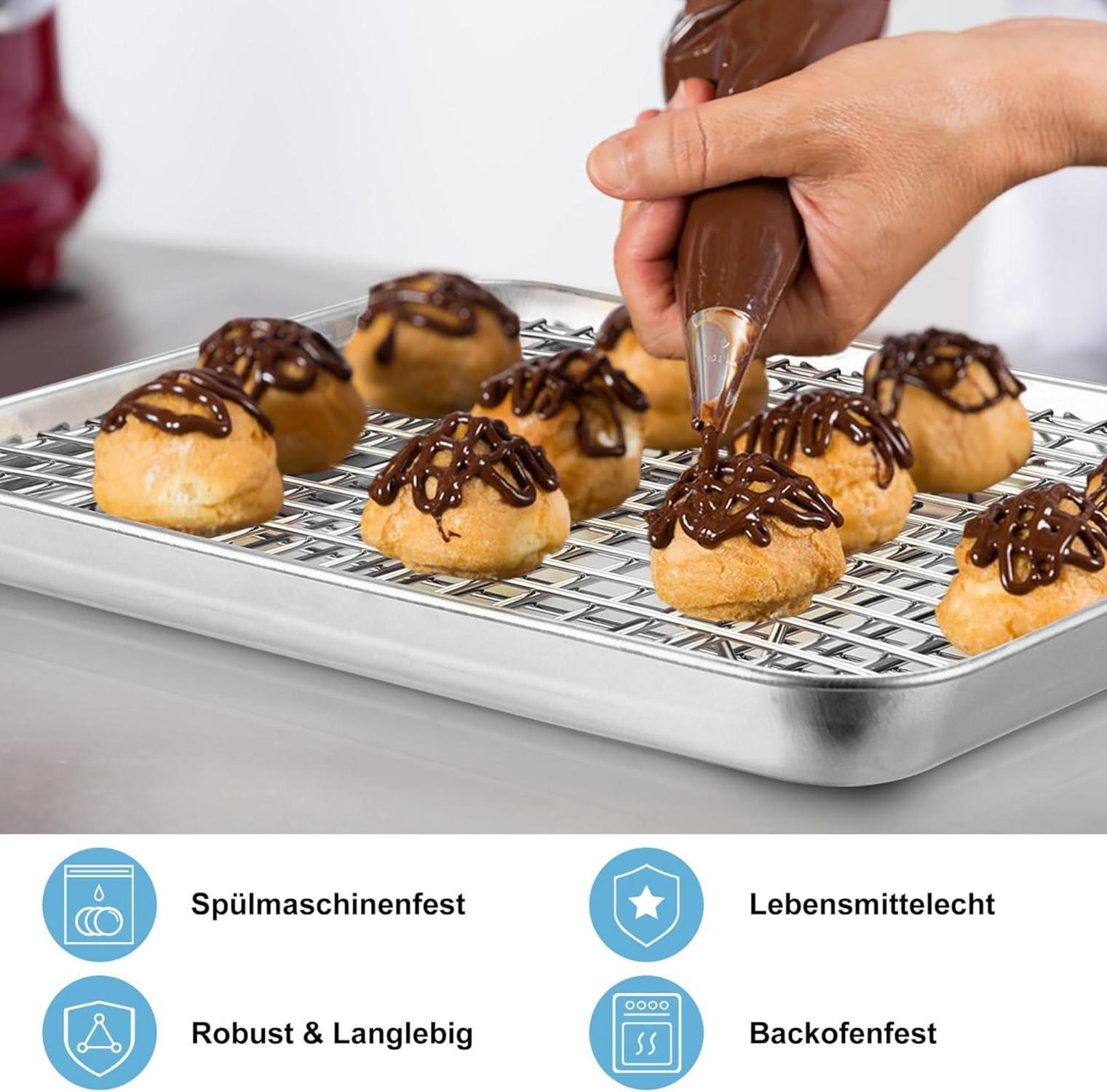 Backblech mit Abkühlgitter Edelstahl Kuchenblech Backform