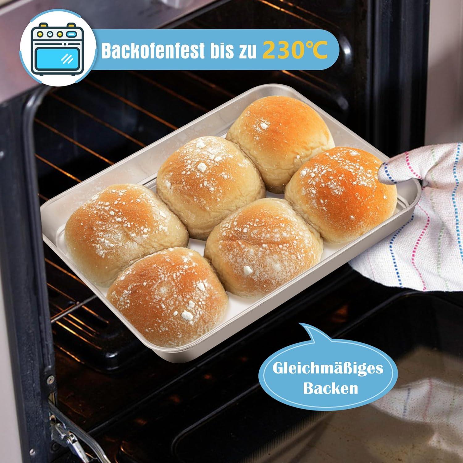 Edelstahl Backblech mit Abkühlgitter 26,5x20,5x2,5cm für Backen Braten