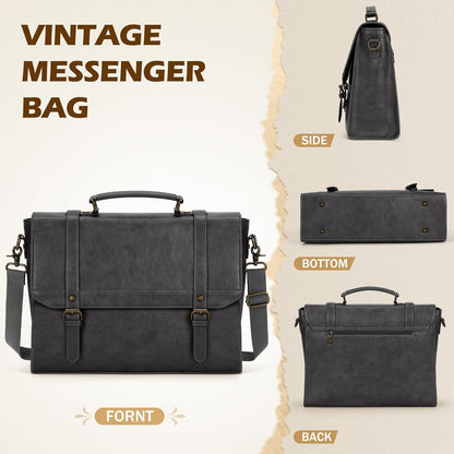 IGOLUMON Herren Aktentasche Wasserdicht 15,6 Zoll Laptoptasche Retro Grau
