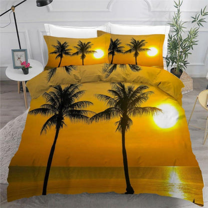 Bettwäsche Set Palme 220x240 cm | 3-teilig, Mikrofaser, 3D-Motiv