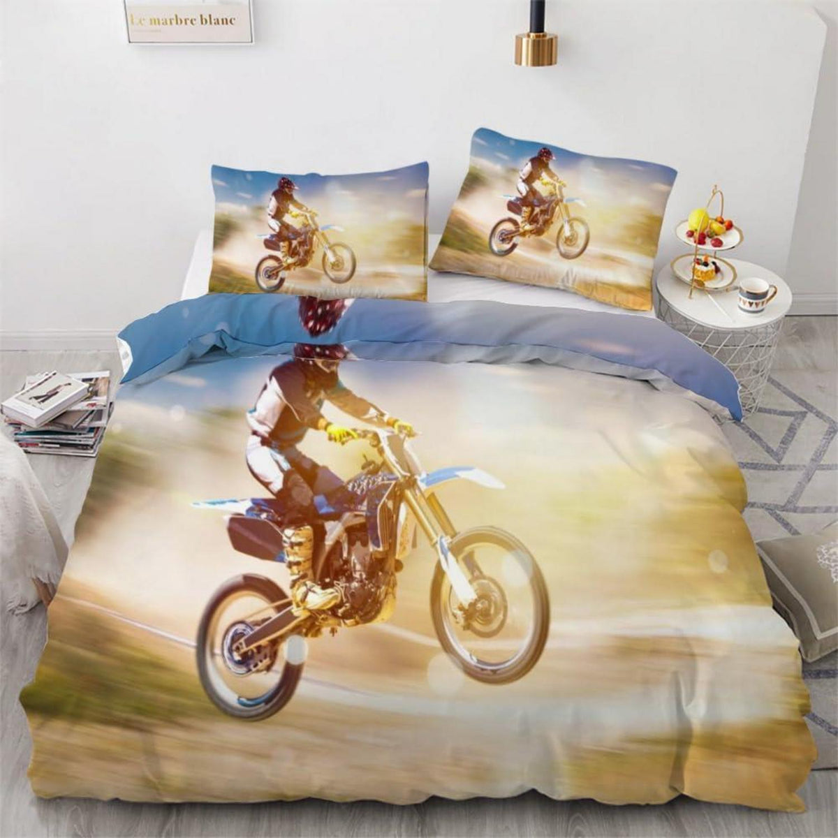 Motocross Bettwäsche-Set 220x240 cm | 3-teilig Mikrofaser