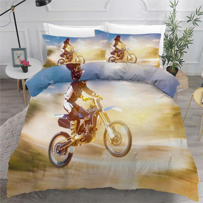 Motocross Bettwäsche-Set 155x220 cm | 3-teilig, Mikrofaser
