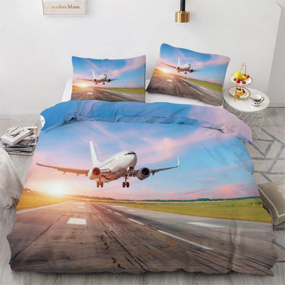 Flugzeug Bettwäsche Set 220x240 cm - 3teilig Mikrofaser