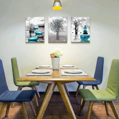 Schwarz Weiß Baum See Landschaft Natur Wandbilder 30x40cm 3er Set