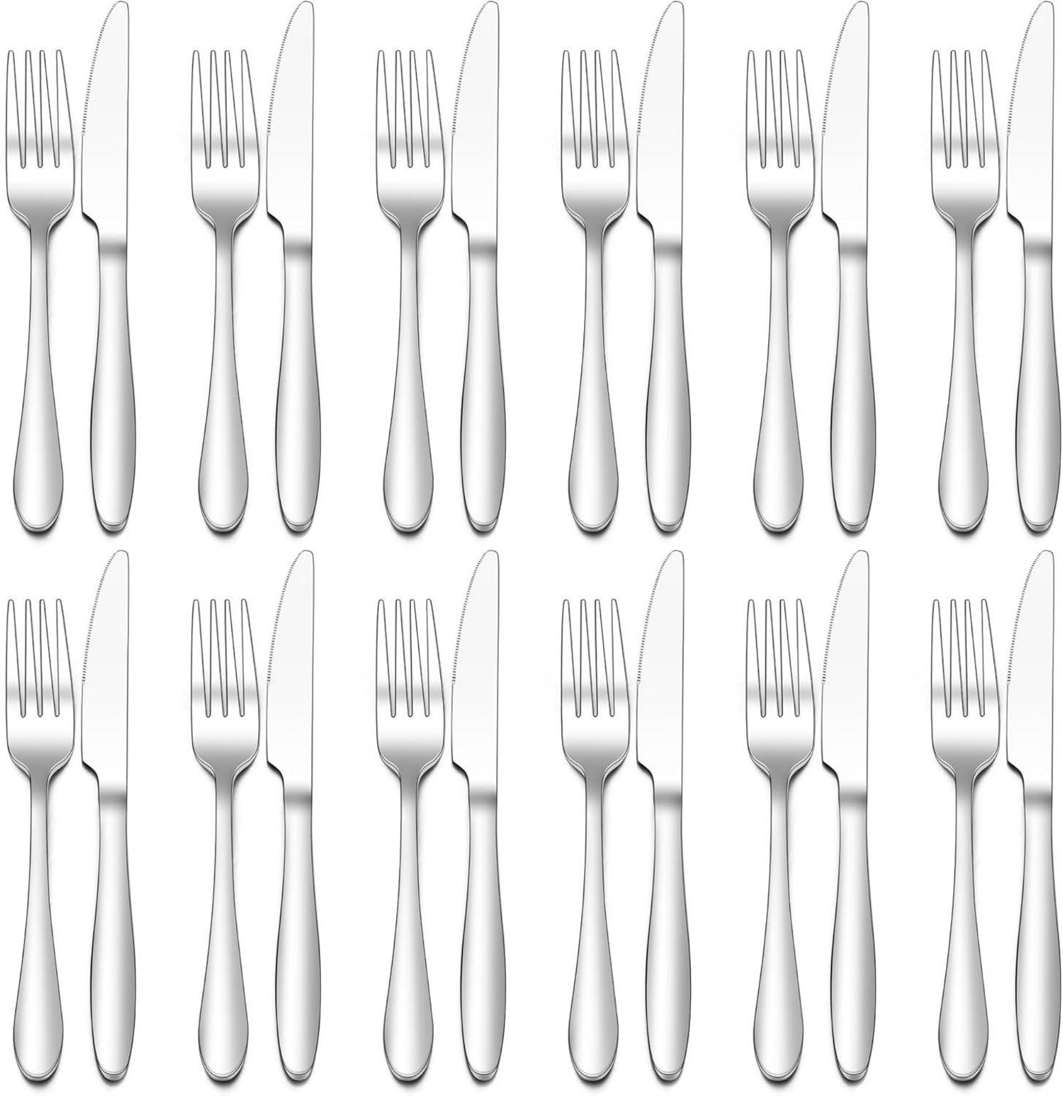 Edelstahl Steakbesteck Set für 12 Personen, 24-teilig
