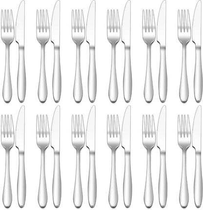 Edelstahl Steakbesteck Set für 12 Personen, 24-teilig