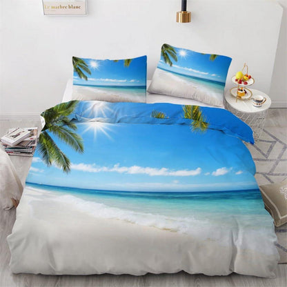 Bettwäsche Set Palme 220x240 cm | 3-teilig, Mikrofaser, 3D-Motiv