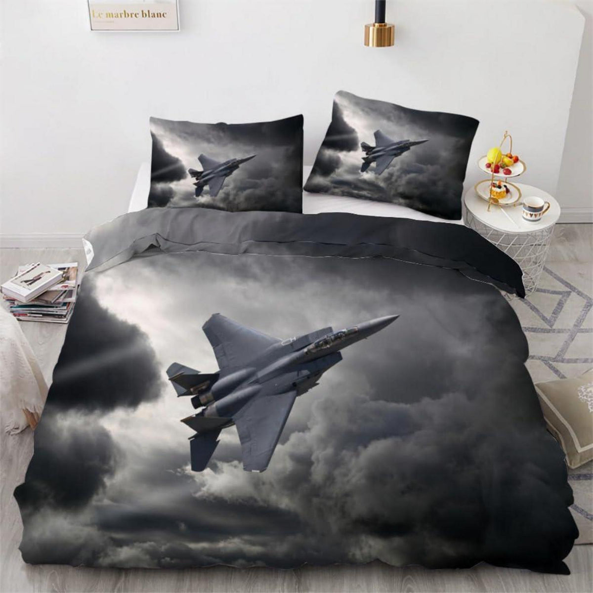 Flugzeug Kinderbettwäsche Set 135x200 cm 4-teilig Mikrofaser