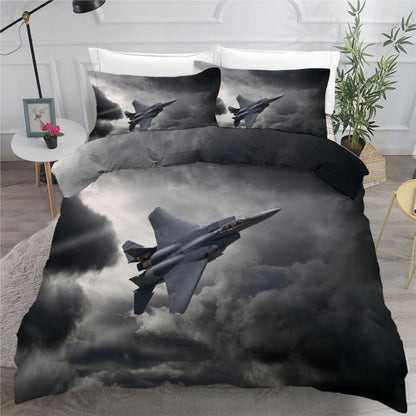 Flugzeug Kinderbettwäsche Set 135x200 cm 4-teilig Mikrofaser