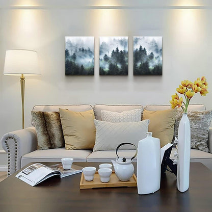 Nebliger Wald Vögel Bilder Wandbilder Wohnzimmer 40x30cm