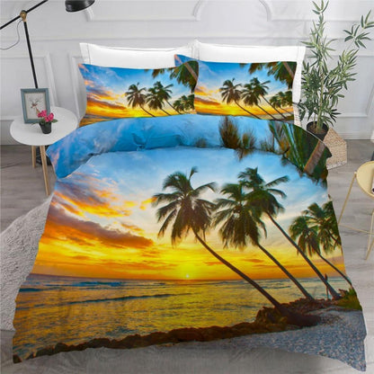 Bettwäsche Set Palme 220x240 cm | 3-teilig, Mikrofaser, 3D-Motiv