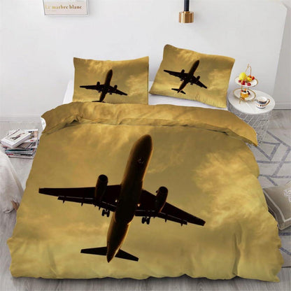 Flugzeug Kinderbettwäsche Set 135x200 cm 4-teilig Mikrofaser