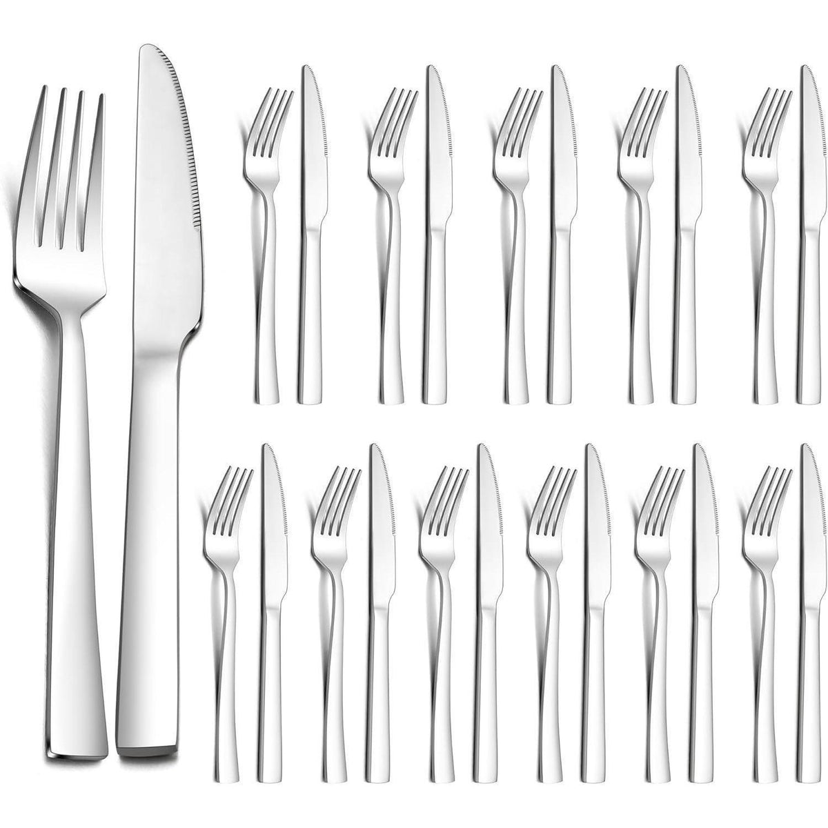 Joyfair Steakbesteck Set 24-teilig für 12 Personen, Edelstahl, spülmaschinenfest
