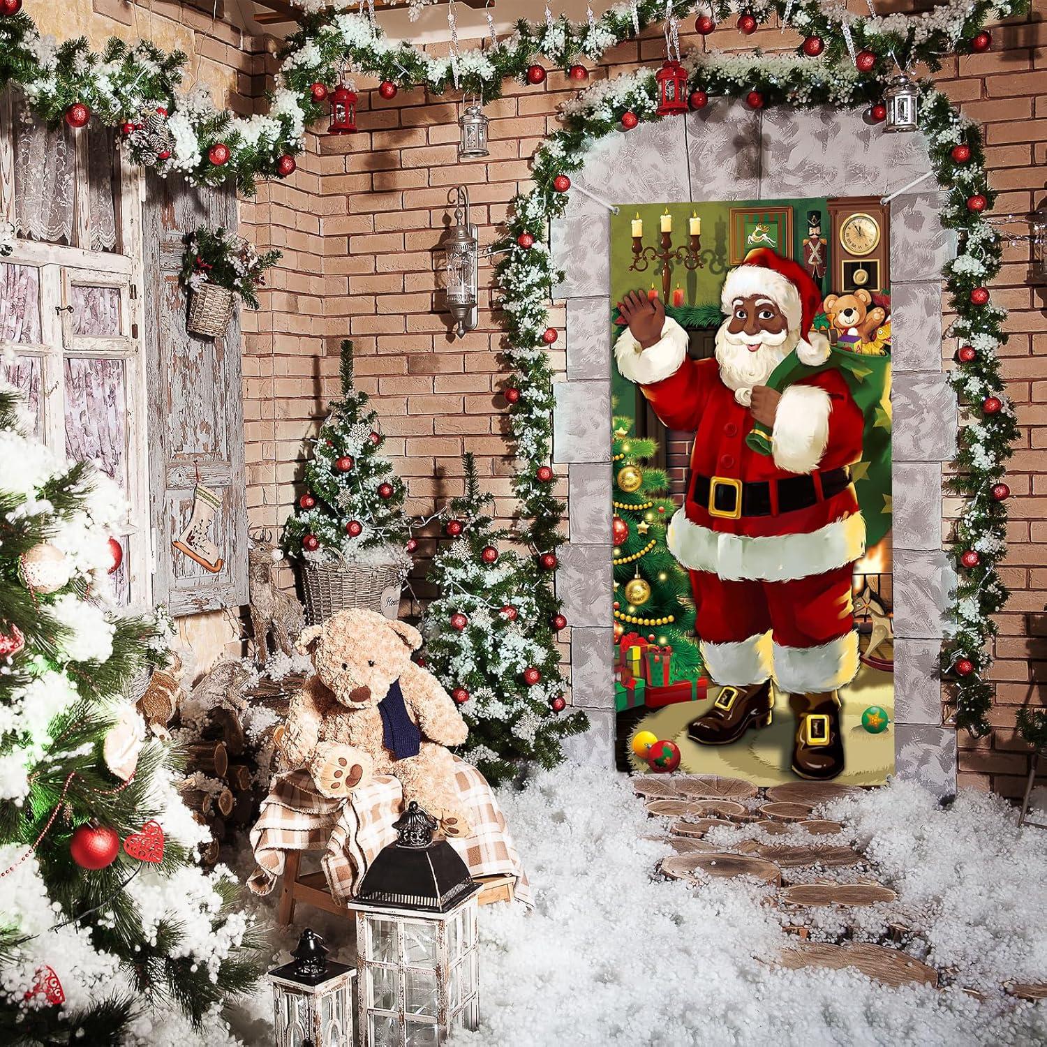 Weihnachtsmann Tür Banner Weihnachten Dekoration Hängend Schwarz