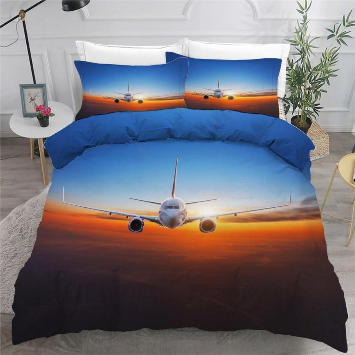 Flugzeug Bettwäsche Set 220x240 cm - 3-teilig Mikrofaser
