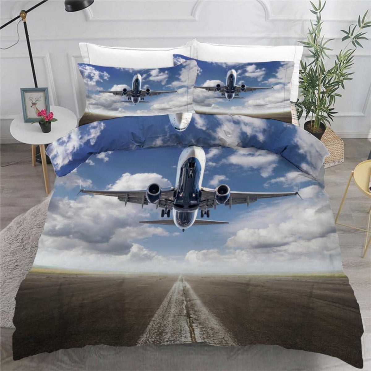 Flugzeug Bettwäsche Set 155x220 cm - 3-teilig Mikrofaser