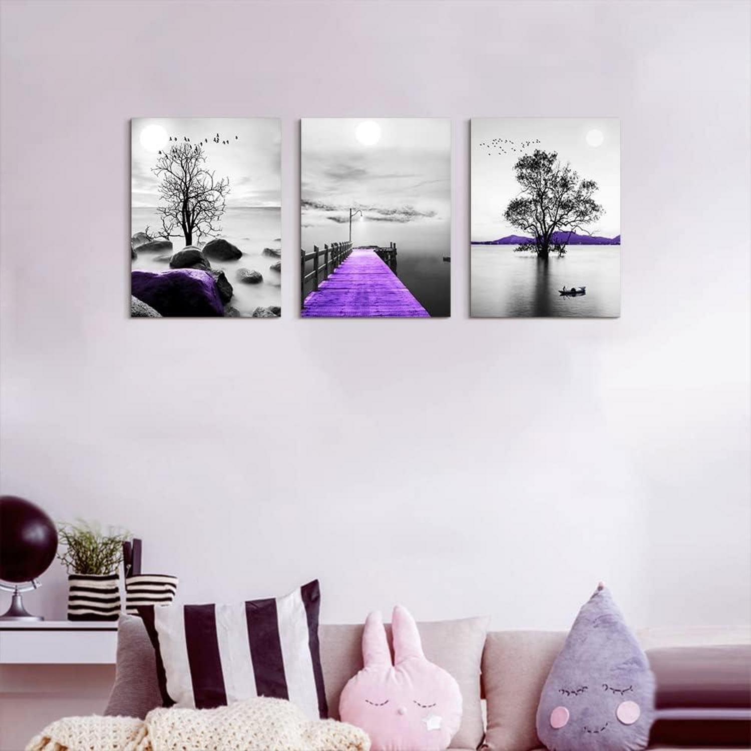 Schwarz-Weiß Wandbilder Natur Landschaft Lila 40x30cm
