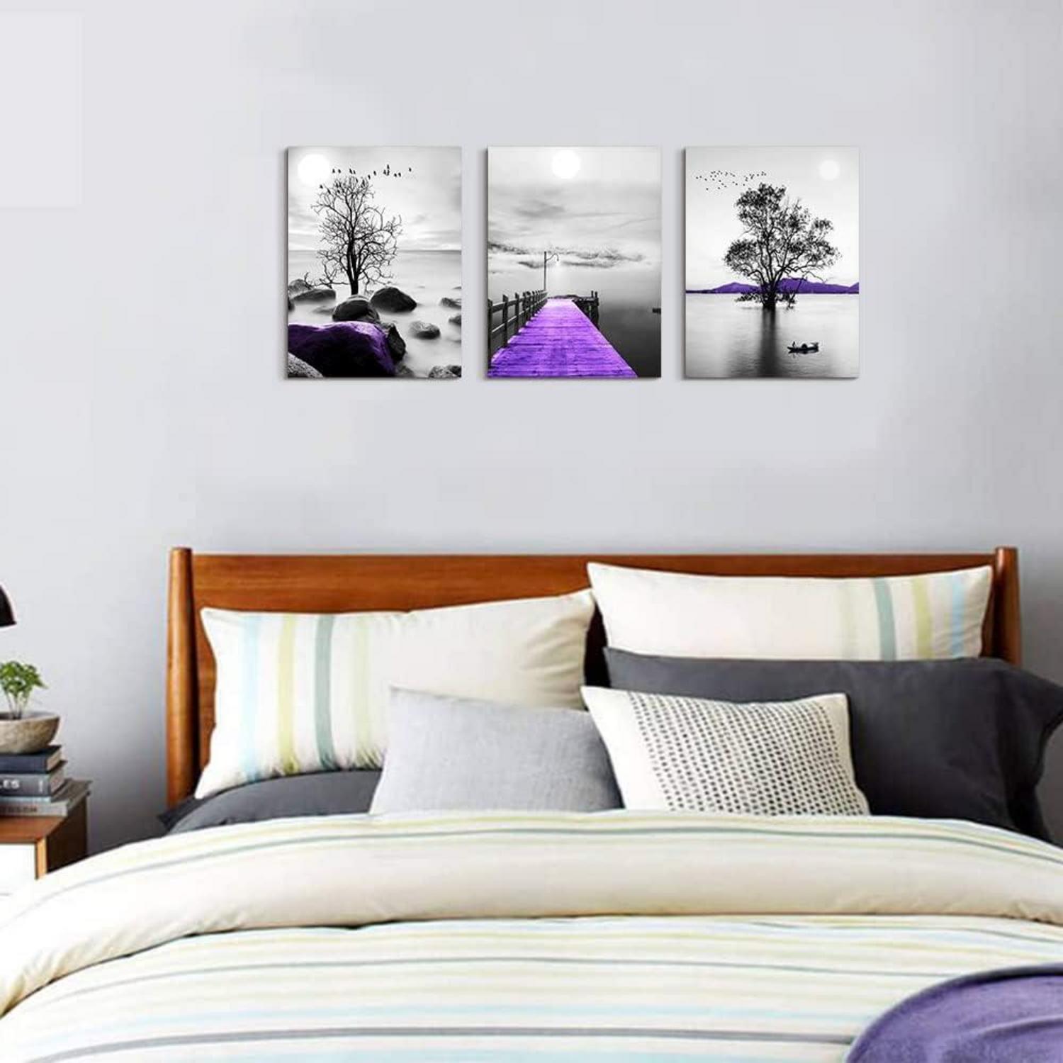 Schwarz-Weiß Wandbild Großer Baum See Landschaft 40x30 cm