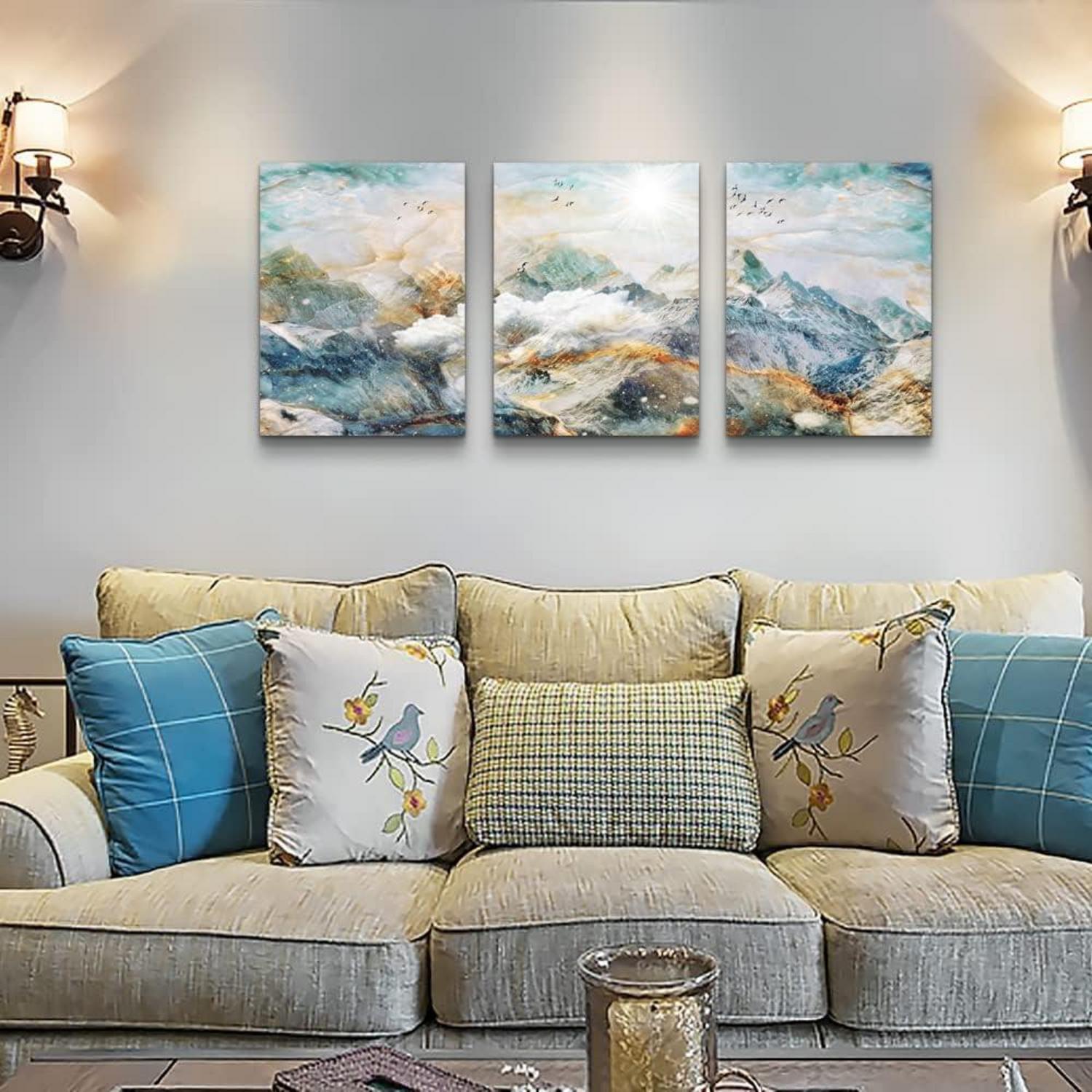 Abstrakte Leinwandbilder Wanddekoration Gold/Blau/Grün