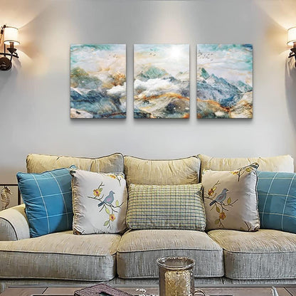 Abstrakte Leinwandbilder Wanddekoration Gold/Blau/Grün