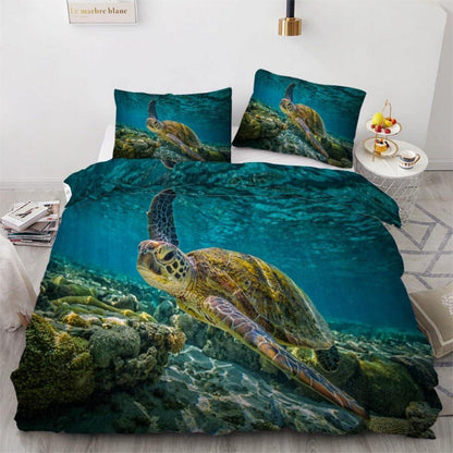 Meeresschildkröte Bettwäsche-Set 220x240 cm | 3-teilig Mikrofaser