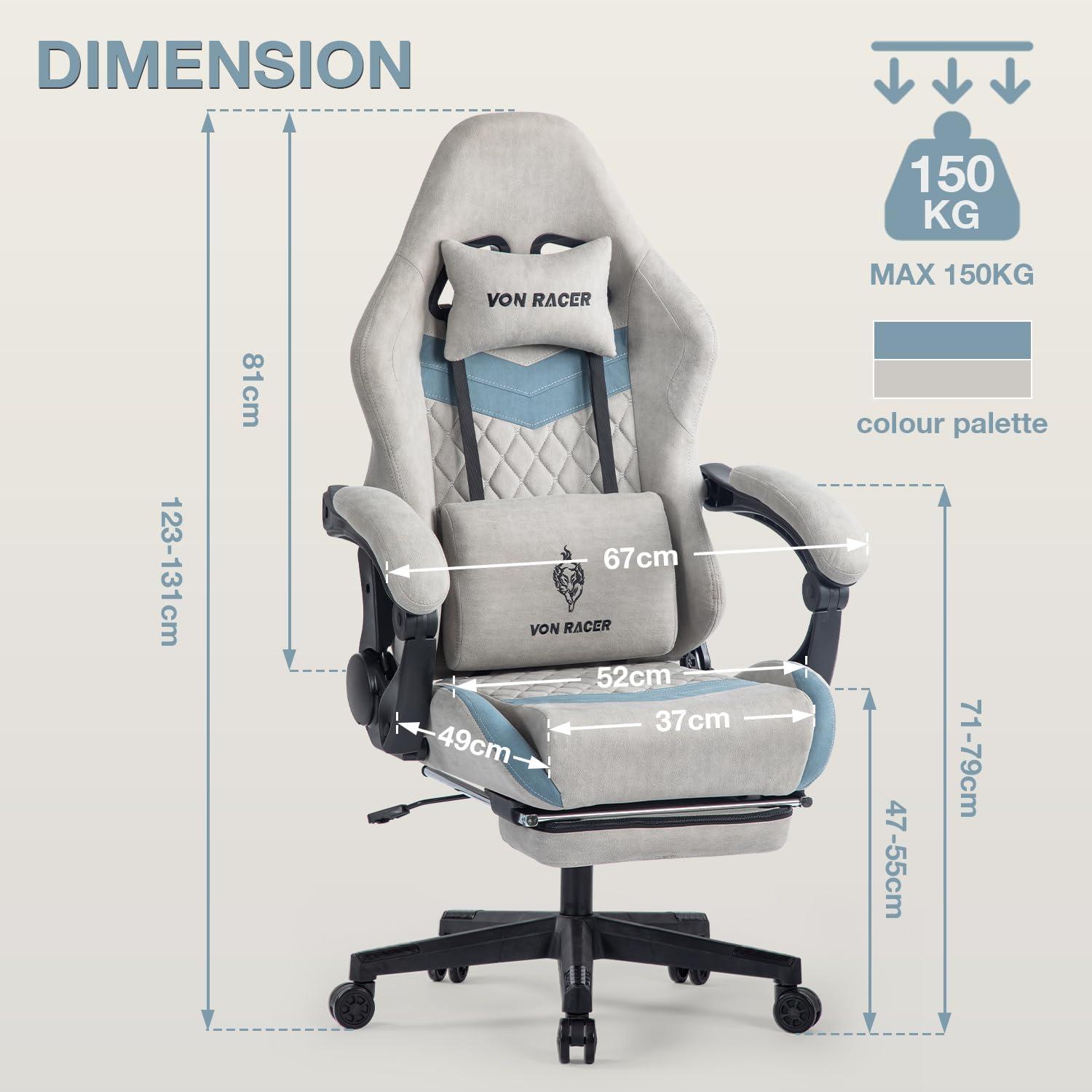 Ergonomischer Gaming Stuhl mit Fußstütze und Armlehne