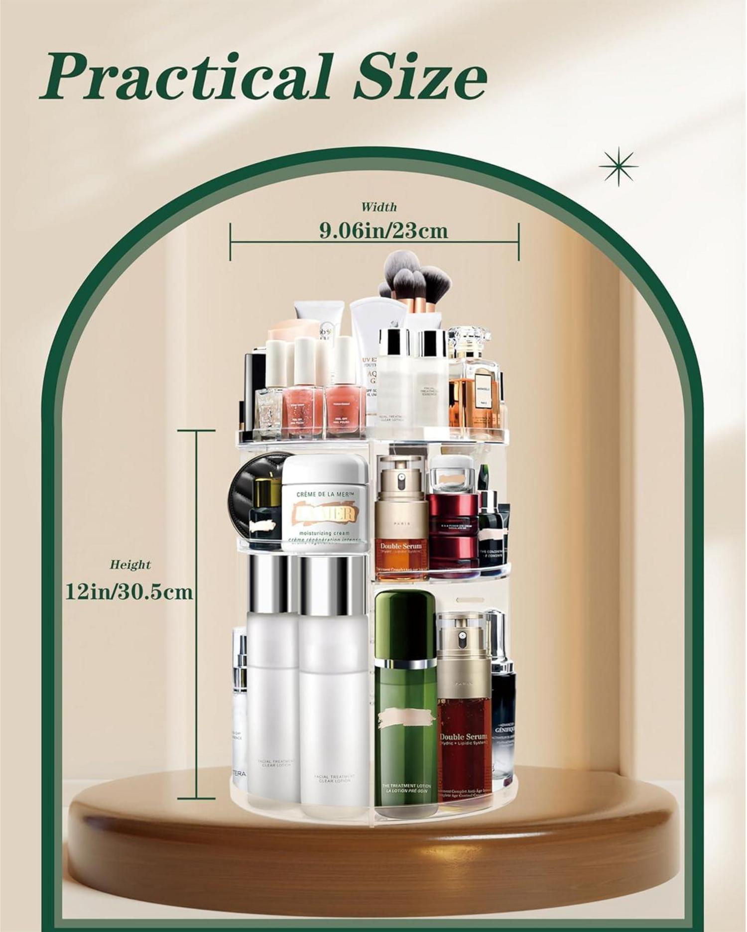 360° Drehbarer Kosmetik Make-Up Organizer Aufbewahrungsbox Transparent