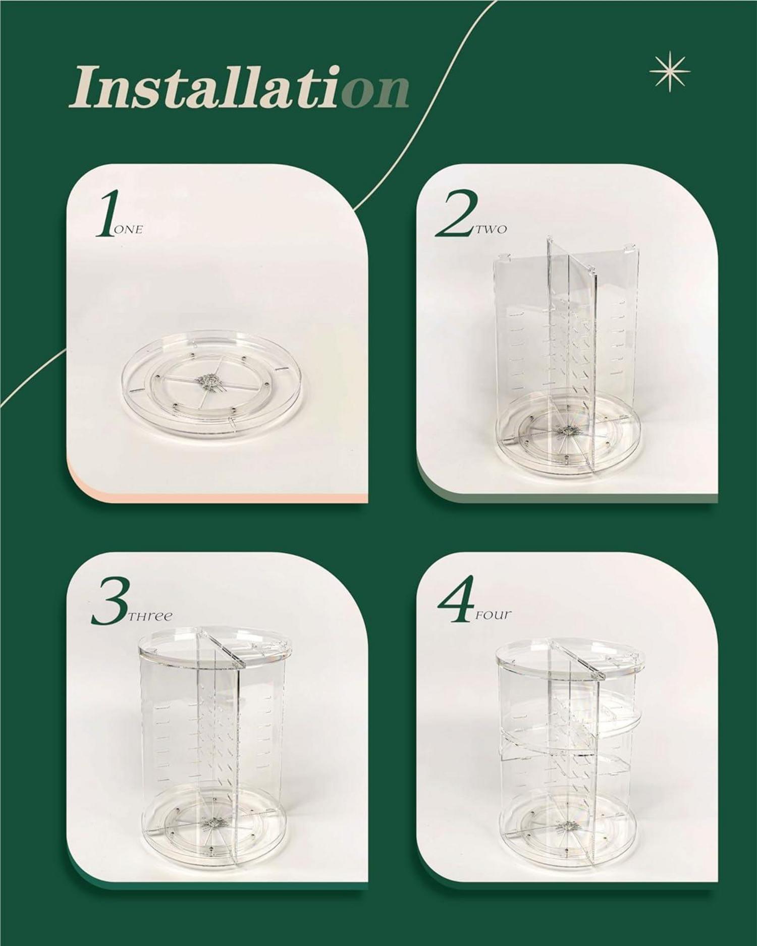 360° Drehbarer Kosmetik Make-Up Organizer Aufbewahrungsbox Transparent