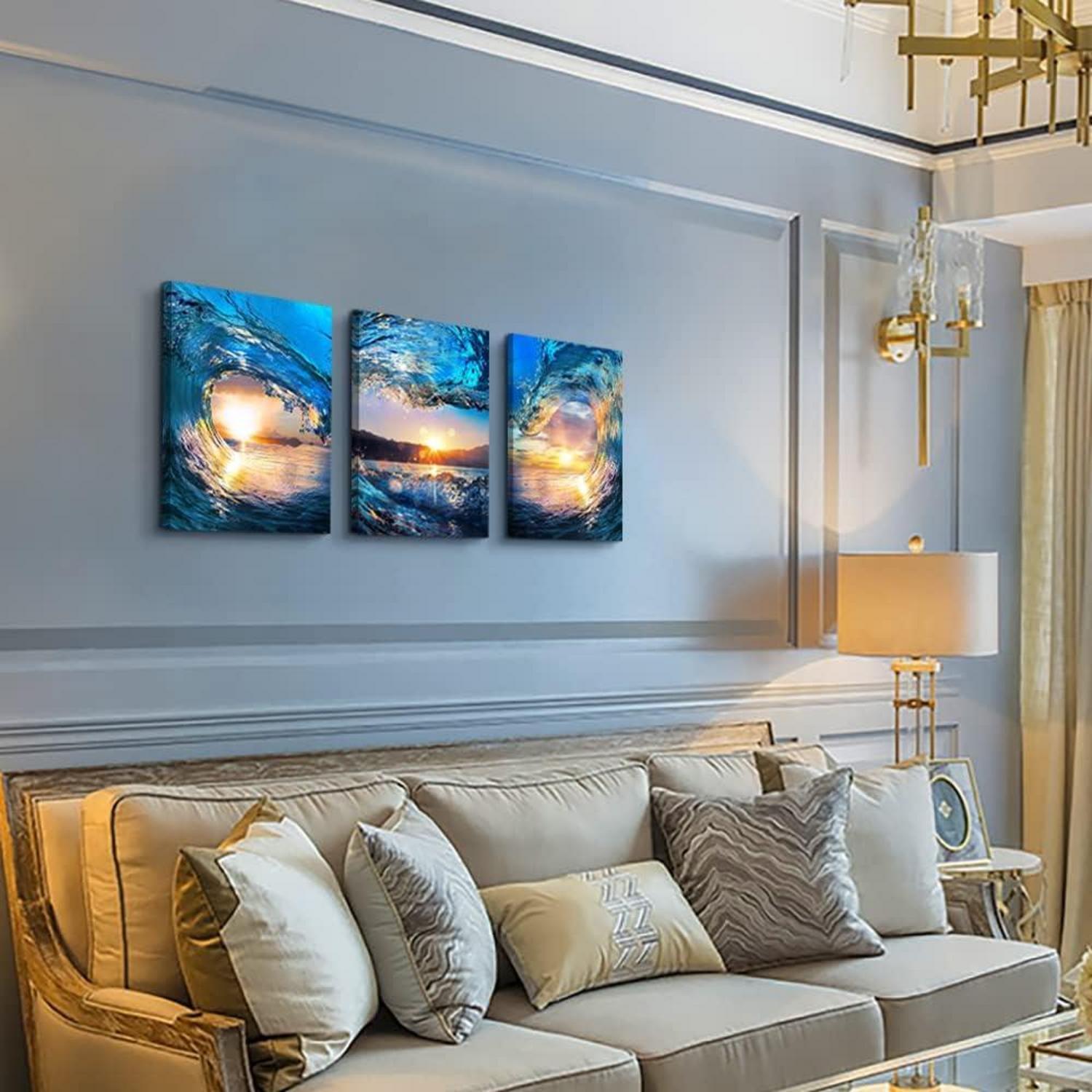 Sonnenaufgang Wellen Herzförmige Strandbilder 30x40cm 3er Set