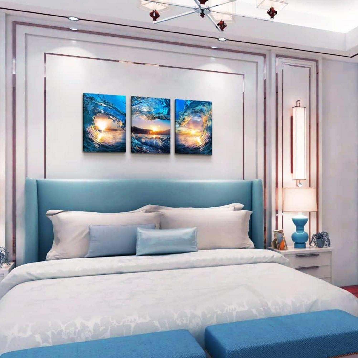 Sonnenaufgang Wellen Herzförmige Strandbilder 30x40cm 3er Set