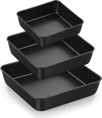 Quadratische Edelstahl Auflaufform Set Schwarz Antihaftbeschichtet 15
