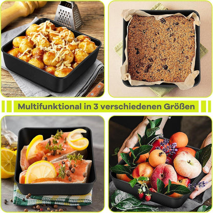 Edelstahl Quadratische Auflaufform Backblech Backform Set 15 20 25cm