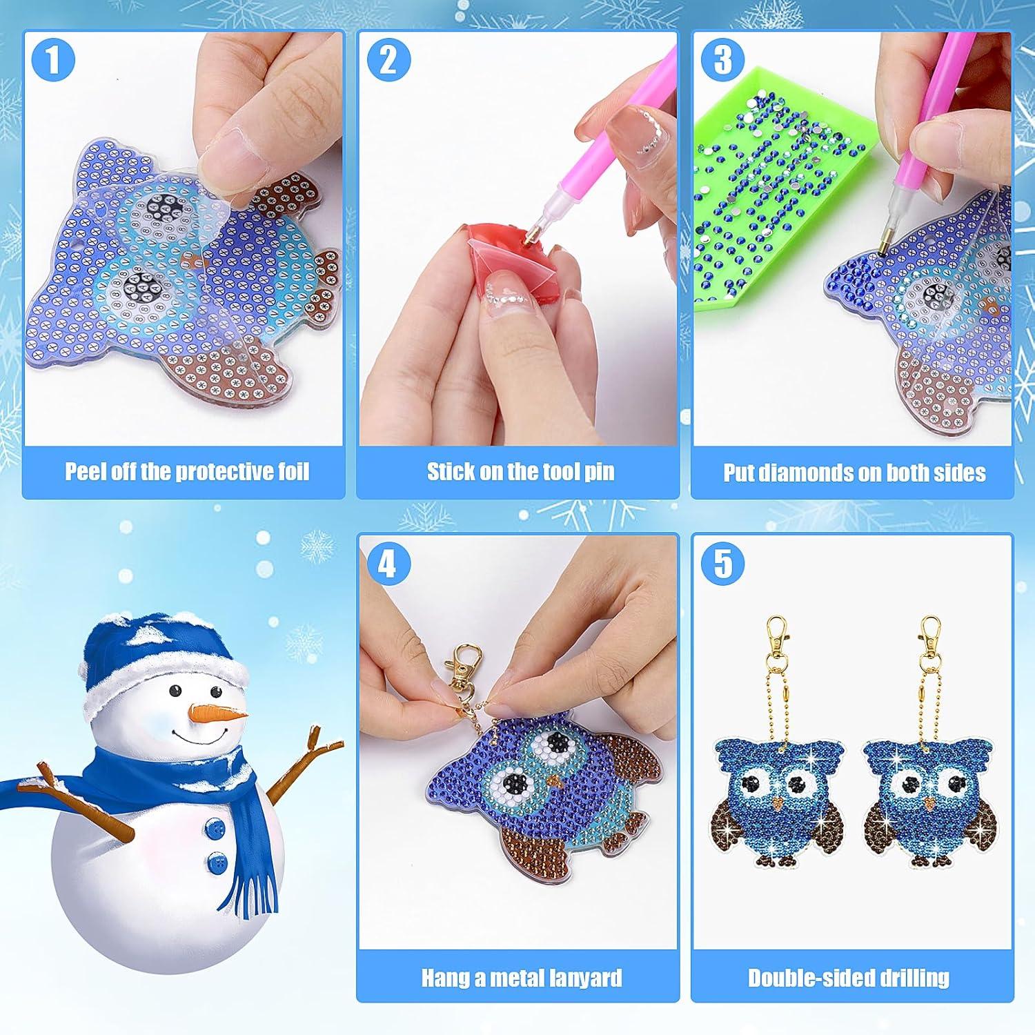 DIY Diamond Painting Weihnachtsanhänger Set 16 Stück 5D Schlüsselanhänger Kit für Weihnachten