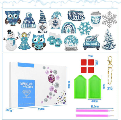 5D Diamond Painting Weihnachtsanhänger Schlüsselanhänger DIY Kit 16 Stück Kinder