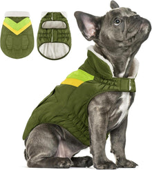 Hundemantel Winter Warm Kragen Hundejacke Gestreift Klett+Reflex M