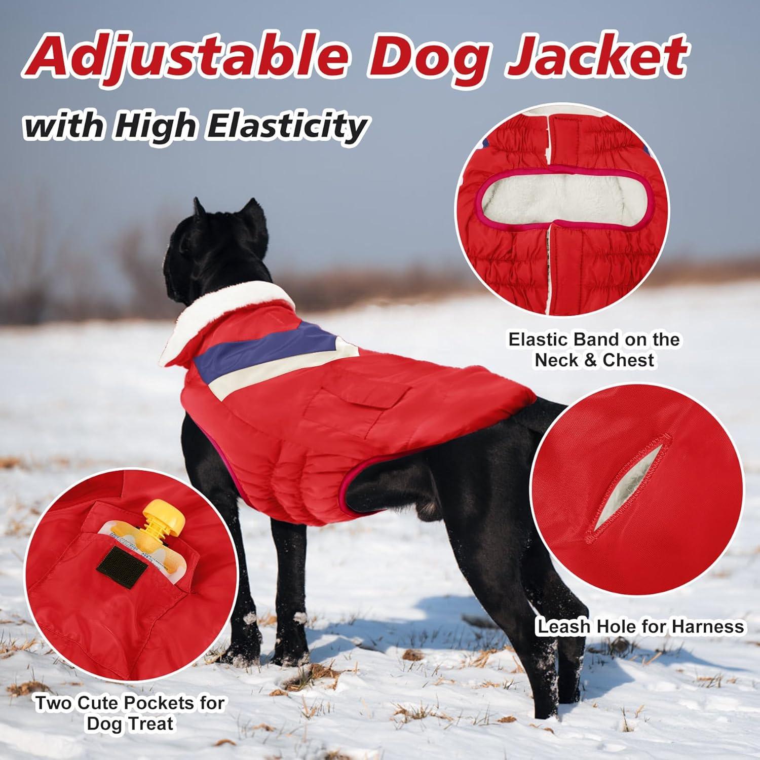 Hundemantel Winterjacke Große Hunde Warm Klettverschluss Rot XL
