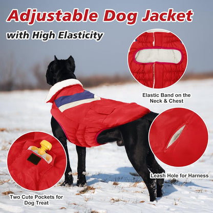 Hundemantel Winterjacke Große Hunde Warm Klettverschluss Rot XL